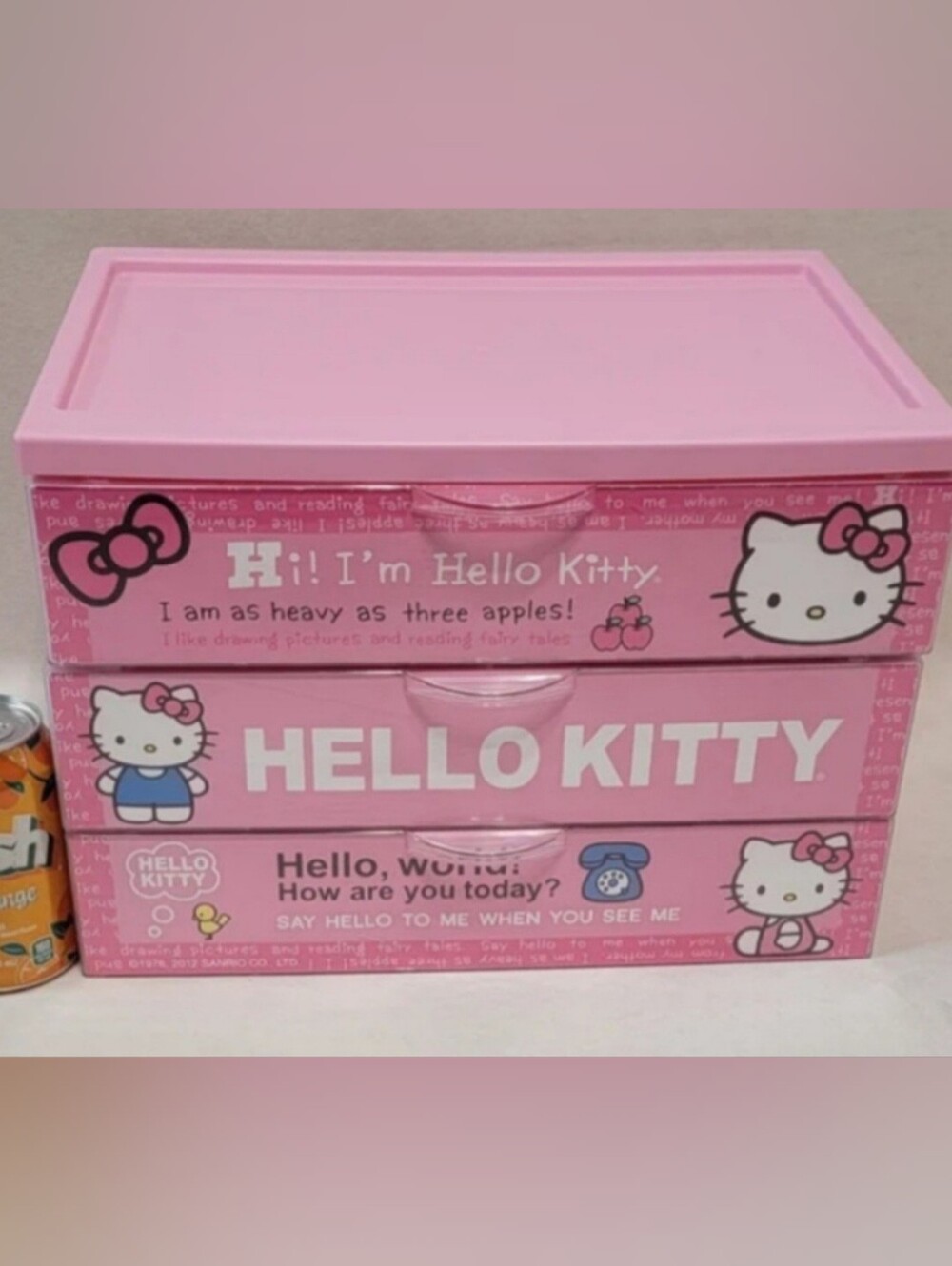Hello Kitty pink large desk drawers Sanrio 2012 storage